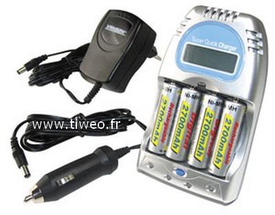 Cargador de pilas recargables Ni-MH / ni-CD vec 4 pilas recargables HR6/AA 2.700mAh