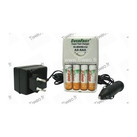 Chargeur d’accus Ni-MH / Ni-CD + 4 accus Ni-MH