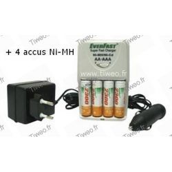 Chargeur d’accus Ni-MH / Ni-CD + 4 accus Ni-MH