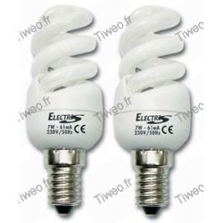 2 lampes mini-hélitron 7W E14 (40W)