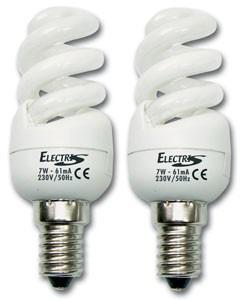 2 lampes mini-hélitron 7W E14 (40W)