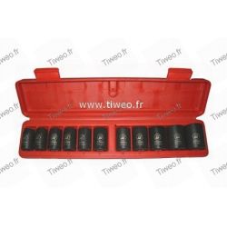 Coffret 11 douilles pour clé à chocs carré 1/2