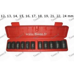 Coffret 11 douilles pour clé à chocs carré 1/2