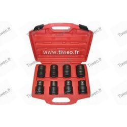 Boxed set of 8 sockets, long impact wrench 1"