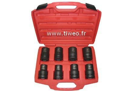 Boxed set of 8 sockets, long impact wrench 1"