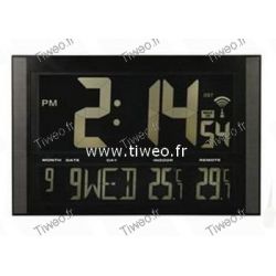 Giant clock radio-controlled + calendar + temperature int-ext