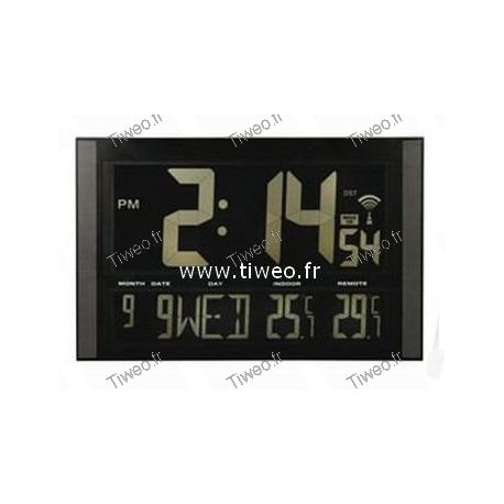 Horloge géante radio-pilotée + calendrier + températures int-ext