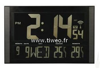 Horloge géante radio-pilotée + calendrier + températures int-ext