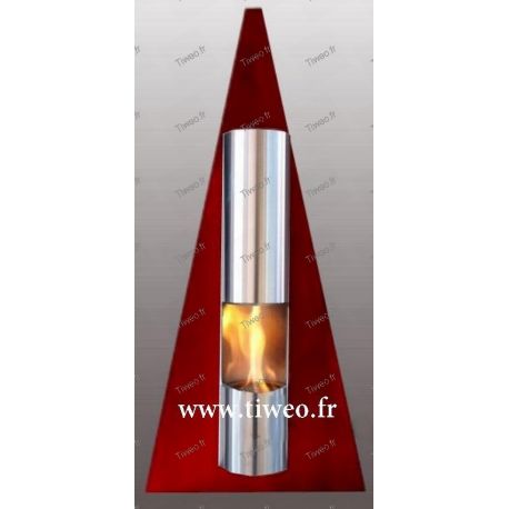 Ethanol Wandkamin Pyramide rote Farbe