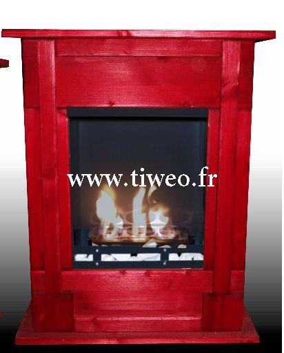 Chimenea de bioetanol de pared empotrable rojo