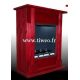 Red built-in bio-ethanol fireplace