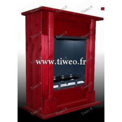 Red built-in bio-ethanol fireplace