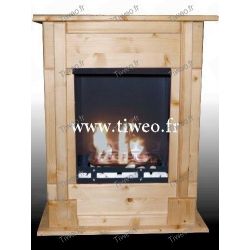 Wall-mounted bio-ethanol fireplace, natural pine