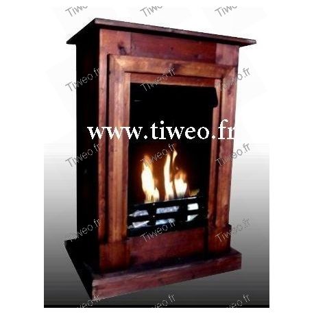 Wall-mounted bio-ethanol fireplace brown color