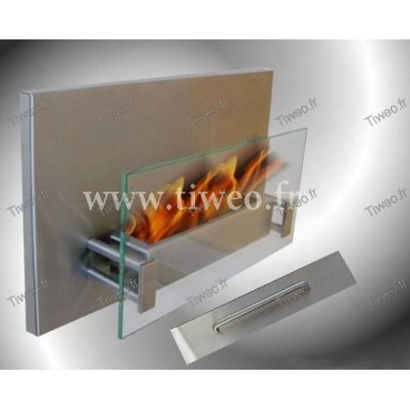 Stainless steel wall-mounted ethanol fireplace