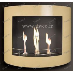 Chimenea de etanol lacado pared beige