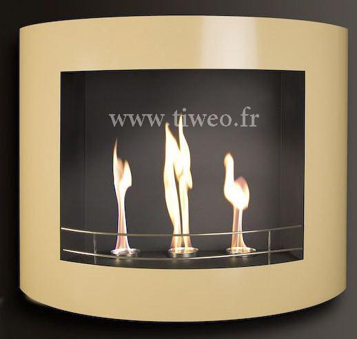 Fireplace ethanol wall beige lacquered