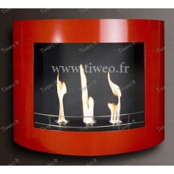 Fireplace ethanol wall red lacquered