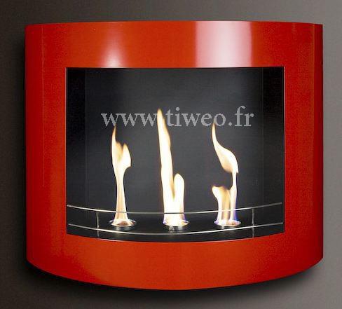 Chimenea de etanol de pared lacado rojo