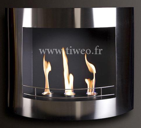 Fireplace ethanol wall stainless steel polished