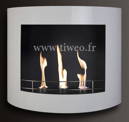 Fireplace ethanol wall white