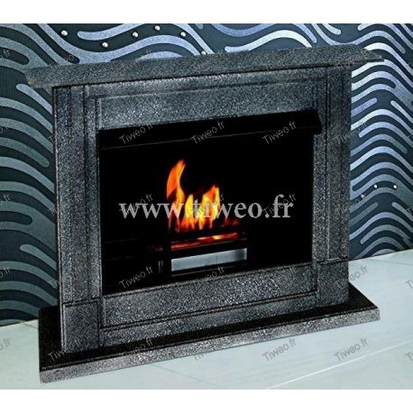 Luxury black ethanol fireplace with hammered look