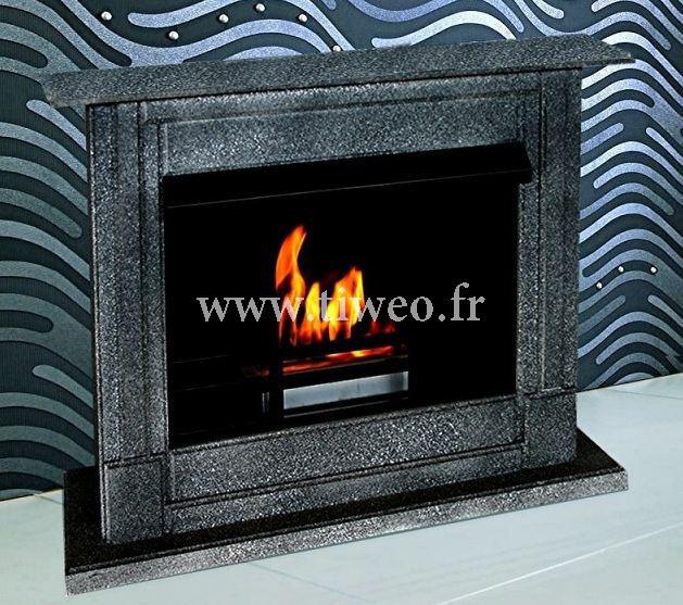 Fireplace ethanol luxury black hammered appearance