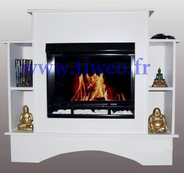 Chimenea etanol + muebles + estantes