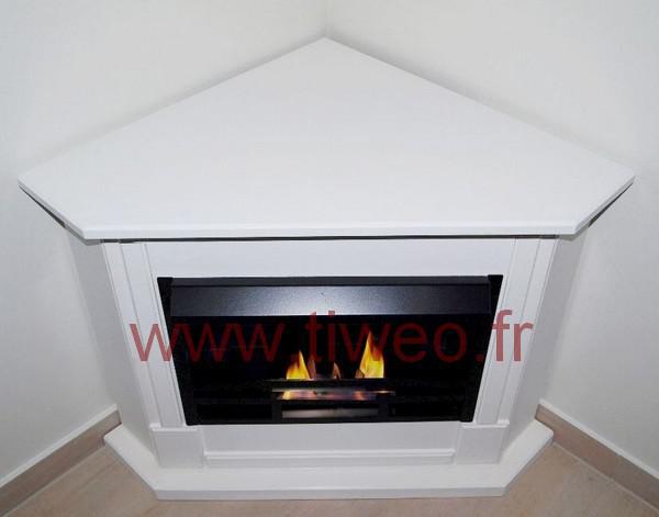 White corner ethanol fireplace