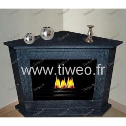 Fireplace ethanol corner dark granite