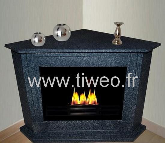 Fireplace ethanol corner dark granite