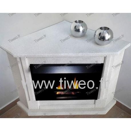 Light granite corner ethanol fireplace