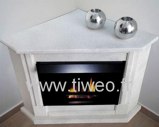 Fireplace ethanol corner granite clear
