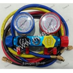 Manifold air conditioning 4 gauges BP-HP