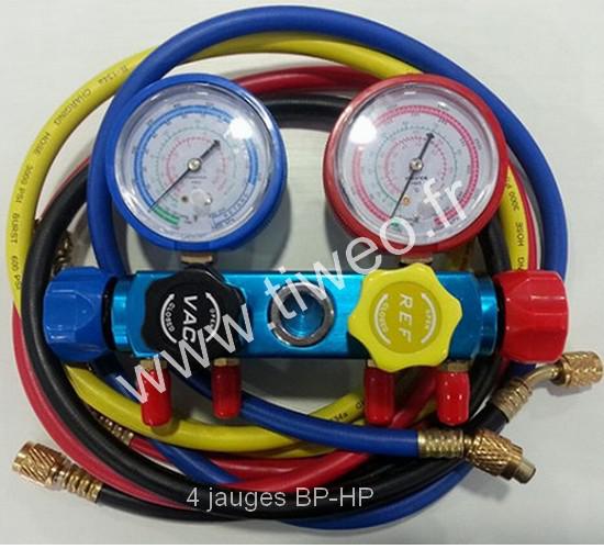 Manifold air conditioning 4 gauges BP-HP