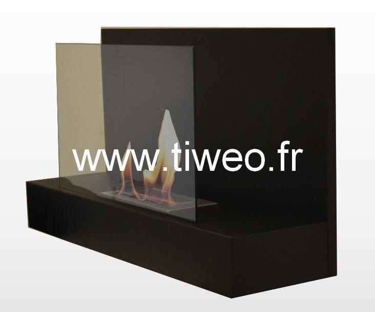 Fireplace ethanol wall mount black with protective glass