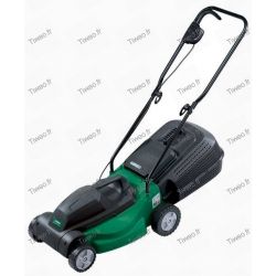 Electric mower with its drip tray