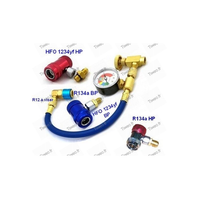 Raccord climatisation pour gaz HFO 1234yf, R134a et R12