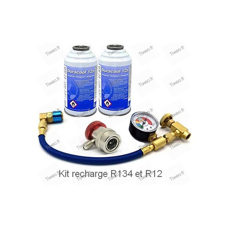 KIT COMPLET RECHARGE DE GAZ RÉFRIGÉRANT R134a BOUTEILLE 900g CLIMATISEUR  VOITURE