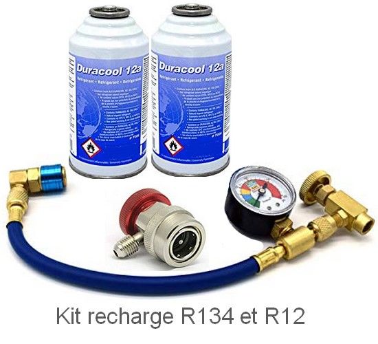 Blanco Rectángulo Refrigerar kit recharge climatisation gaz + raccord, gaz pour clim voiture