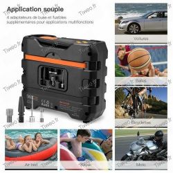 Compresseur de voiture 12V Gonfleur Pneu 12V Portable 4 Adaptateur