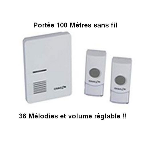 Sonnette sans fil portée 100 m 36 mélodies