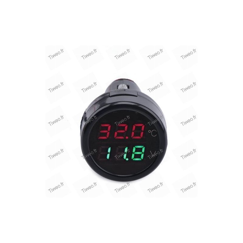 Kit 3 En 1 Voiture - Thermomètre + Voltmètre + Horloge LED Numérique 12V