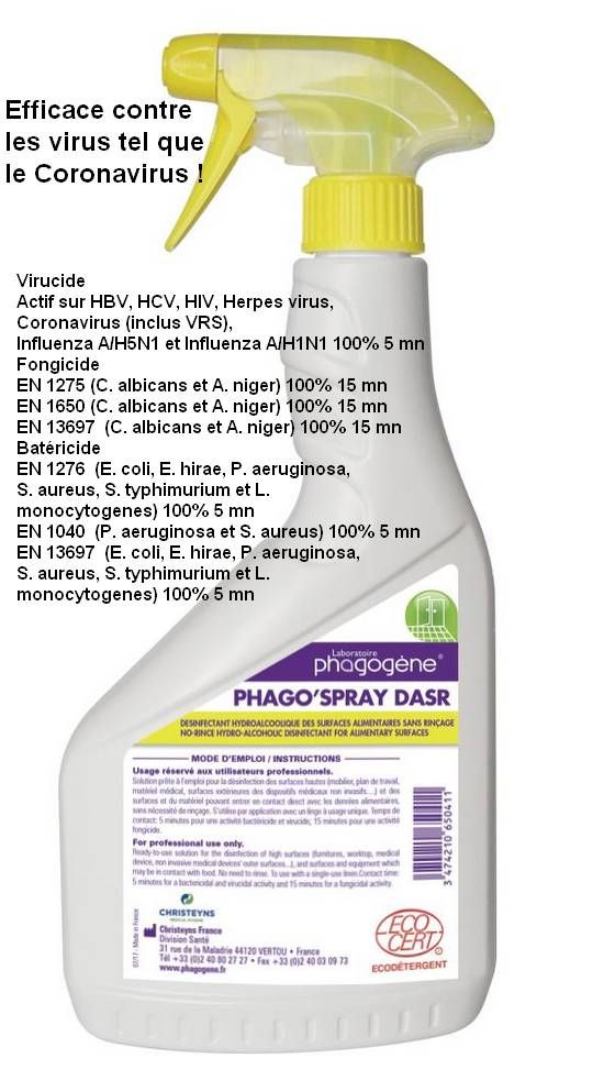 Phago spray DASR Coronavirus desinfectante Virucid Bactericidal