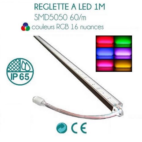 1M RGB-färg LED-strip med fjärrkontroll och transformator