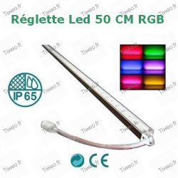 Réglette LED couleurs 50cm RGB avec télécommande et transformateur