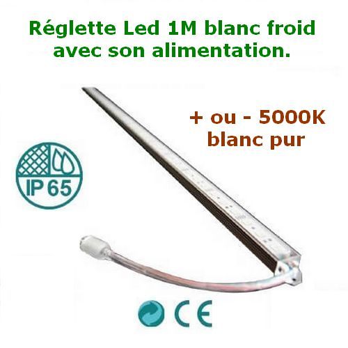 Tira de LED blanco frío Fuente de alimentación de 12V incluida