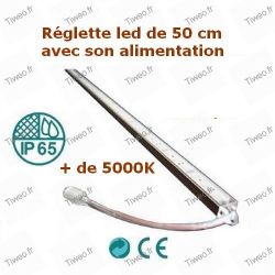 Réglette LED 50 cm blanc froid alimentation 12V fournie