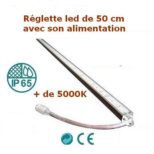 Tira de LED blanco frío de 50 cm Fuente de alimentación 12V incluida