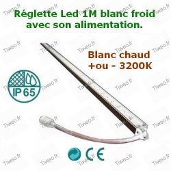 Réglette LED blanc chaud avec alimentation